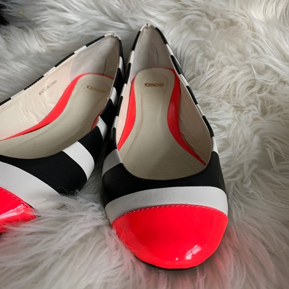 ASOS Black, White, and Neon Pink Ballet Flats - Picture 9 of 13